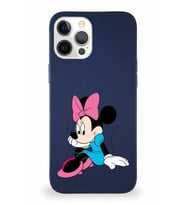 Apple iPhone 12 Pro Max Soft Premier Kapak Minnie Mouse-E Tasarımlı Silikon Kılıf - Lacivert (Şeffaf)