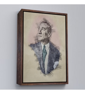 Çerçeveli Mustafa Kemal Atatürk'ün Kalem Eskizi Portre Çizimi Dekoratif Kanvas Tablo (Siyah)