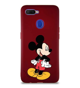 Oppo AX7 Soft Premier Kapak Mickey Mouse-D Tasarımlı Silikon Kılıf - Mürdüm (Şeffaf)