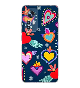 PrintiFy Xiaomi Mi 12 Pro ile Uyumlu Retro Color 3  Kamera Korumalı Şeffaf  Kılıf