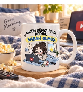 Sabah Olmuş Esprili Gece Kuşu Baskılı Kupa – Dizi ve Video Sever Hediyesi