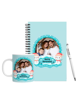 Yılbaşı İçin Kişiye Özel Ahşap Defter Kalem & Kupa Hediye Seti HC54