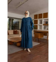 6302-Denim Trençkot Koyu Mavi