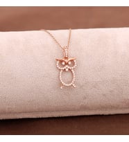 Baykuş Rose Gümüş Kolye 3656