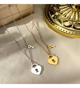 Kişiye Özel 925 Ayar Gümüş Kilit Anahtar Kolye (Gold)