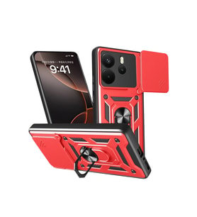 Redmi Note 14 4G Pars Lens Yüzüklü Silikon - Kırmızı