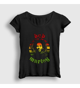 Presmono Kadın Siyah Sun Bob Marley T-Shirt 265822tt