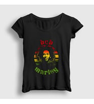 Presmono Kadın Siyah Sun Bob Marley T-Shirt 265822tt