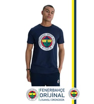 Fenerbahçe Orijinal Lisanslı Kabartma Logo Lacivert Tribün T-Shirt 
