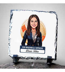 Kişiye Özel Hediye Karikatürlü En Başarılı Kadın Spiker Dekoratif Taş