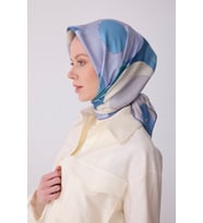 Soyut Desen İpek Twill Eşarp  - 2026 İlkbahar-Yaz (T)  4306 (Gri)