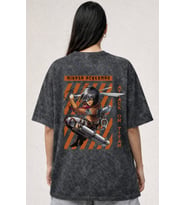 Mikasa Ackerman Attack On Titan Anime Baskılı Unisex Oversize Eskitme Yıkamalı Tişört