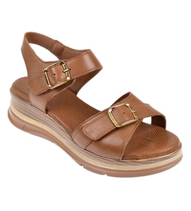 Floor Hakiki Deri Comfort Kadın Sandalet MAK-1906 TABA