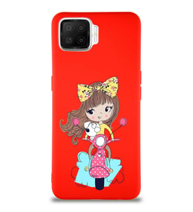 Oppo A73 Soft Premier Kapak Vespagirl Tasarımlı Silikon Kılıf - Kırmızı (Şeffaf)