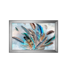 Renkli Tüyler Soyut Motifli Kanvas Tablo 50 x 70 cm Silver Çerçeve