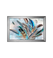 Renkli Tüyler Soyut Motifli Kanvas Tablo 50 x 70 cm Silver Çerçeve