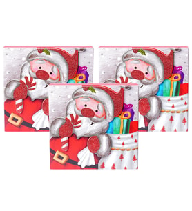 Yılbaşı Noel Baba Motifli Hediye Kutusu Büyük Set 3'lü