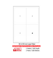 A1 Etiket Lazer Etiket tw-2004 100 A4 Sayfada 99.1 x 139 mm Boyutunda 1 A4 Sayfada 4 Etiket