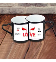 Sevgililer Günü Hediyelik İkili Kalp Kulplu Siyah Sihirli Kupa Bardak Love Hediyelik-