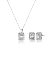 Elika Silver Kadın Baget Taşlı Kolye Küpe Set (STD)