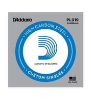 D'Addario PL019 Plain Steel Elektro ve Akustik Gitar Tek Teli - .019 (Aksesuar) Ekstra Kalın Sarımsız Çelik Tel, Özel Akort Düzenleri ve G Teli Kullanımı İçin İdeal, Kararlı Gerilim