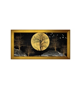Soyut Şekiller Motifli Kanvas Tablo 80 x 110 cm Gold Çerçeve