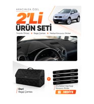NİSSAN QASHQAI J10 (2007-2014) Uyumlu Torpido Örtüsü + Deri Bagaj Çantası + Sticker Seti - Siyah