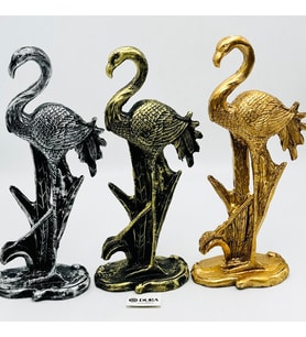 Polyester Gümüş Büyük Flamingo Biblo 46 cm