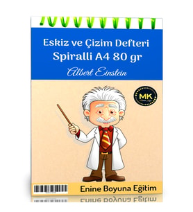 Einstein Temalı Eskiz ve Çizim Defteri Kraft Spiralli 100 Sayfa A4 80 gr