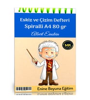 Einstein Temalı Eskiz ve Çizim Defteri Kraft Spiralli 100 Sayfa A4 80 gr
