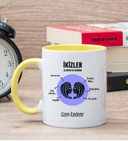 Kişiye Özel İkizler Burcuna Hediye Sarı Kupa Bardak