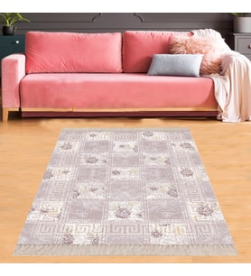 Patchwork Çiçek Desenli Yıkanabilir Kaymaz Taban Leke Tutmaz Modern Salon Halısı ve Yolluk (Çok Renkli)