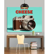 Fotoğraf Makinesi Retro Reklam Dekoratif Kanvas - Mdf Ahşap Tablo