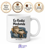 Ev Kedisi Modunda Yazılı Komik Kupa Bardak Kedi Severler İçin Hediye