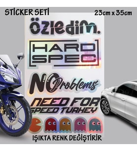 tuning modifiye yazı setleri - Oto cam bagaj yazıları set - hologram etkili - renk değiştiren yeni nesil lüks sticker etiket setleri