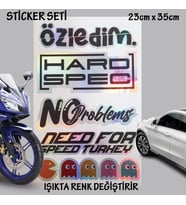 tuning modifiye yazı setleri - Oto cam bagaj yazıları set - hologram etkili - renk değiştiren yeni nesil lüks sticker etiket setleri