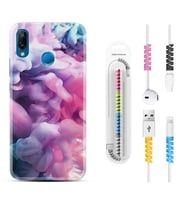 Huawei P20 Lite Mate 10 20 Lite Pro P40 Lite KılıfKablo Koruma Spiral Silikon Pink Cloud 1305
