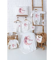 Pia Baby Premium %100 Pamuk Kız Bebek Hediyesi 11 Parça İsme Özel Doğum Seti 5065-00 (Ekru)
