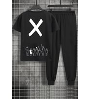 Unisex Design X Baskılı 2'li Eşofman Takımı (Siyah)
