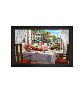 Manzara Temalı Kanvas Tablo 80 x 110 cm Siyah Çerçeve