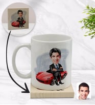 BK Gift Kişiye Özel Baba Karikatürlü Beyaz Kupa Bardak ve Ahşap Bardak Altlığı Hediye Seti - Model 3