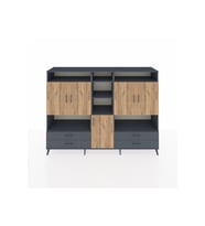 Hyperion Dolap 12 Raflı 4 Çekmeceli 5 Kapaklı 220x44x163 Antrasit-Çam/Antrasit