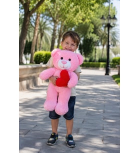 50 cm Kalpli Peluş Sevimli Ayıcık (%100 Yerli) (Pembe)