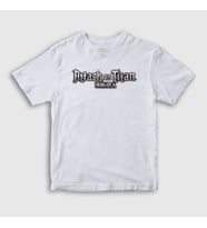 Presmono Unisex Çocuk Beyaz Logo Anime Attack On Titan T-Shirt 124120tt (Beyaz)
