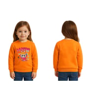 Unisex Labubu Baskılı Çocuk Swaetshirt 3 İplik Şardonlu (Turuncu)