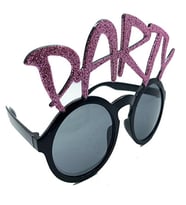 Party Yazılı Simli Pembe Renk Parti Gözlüğü 15x7 cm