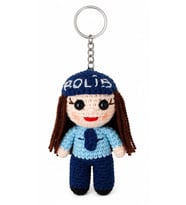 Maskot Bayan Polis Bebek Amigurumi Organik Anahtarlık Oyuncak