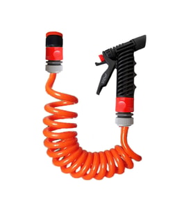 Plasyay Spiral Sulama Yıkama Hortum Musluk Adaptörlü ve Yeni Tetik Başlıklı Set 3 Metre (Turuncu)