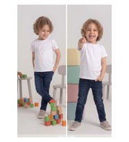 Çocuk T-shirt 2'li Paket Beyaz Pamuklu Likralı Tişört