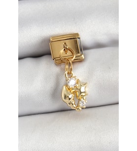 316L Çelik Sallantılı Zirkon Taşlı Deniz Kabuğu Ve Yıldız Model Gold Renk Nomination Charm TJ-BC1436